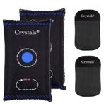 Crystals Pack of 2 x 1KG Reusable Car Dehumidifier, Van Car Caravan Home Moisture Absorber Bag with Anti Slip Pads, Moisture Condensation Absorber Damp Trap Keeps Windscreen Clear - Black