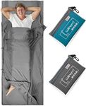 WILLNORN Sleeping Bag Liners & Travel Sheets, Ultralight Satin Adult Sleep Sack with Two Way Zippers, 86.5"×35.4" Silky Single Camping Sheets for Travel Hotel Business Trip (Gray)