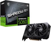 MSI GeForce RTX 5060 8G SHADOW 2X OC Graphics Card - RTX 5060 GPU, 8GB GDDR7 (28Gbps/128-bit), PCIe 5.0 - DUAL-Fan Thermal Design (2 x TORX FAN 5.0) - HDMI 2.1b, DisplayPort 2.1b