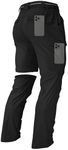 Men's Hiking Convertible Zip Off Pants Outdoor Waterproof Quick Dry Lightweight Fishing Safari Travel Cargo Work Pants, Black, 32
