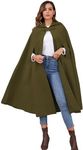 Gihuo Cape Poncho Women's Hooded Maxi Cloak Coat Winter Warm Long Cloak Cosplay Costumes Outerwear (Army Green, One Size)