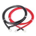 A ABIGAIL 2 AWG Battery Cables 2 Gauge Pure Copper Battery Inverter Cables with 3/8 in Lugs terminals Marine Grade Battery Cables for Automotive Solar Power Inverter Boat RV Car Motorcycle (5FT)