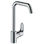 hansgrohe Focus M41 - kitchen faucet, 1 type of steel, kitchen faucet with outlet height 260 mm, 360° swivel kitchen mixer tap, without hose box, chrome