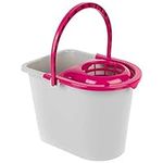 Kleeneze KL062598EU Mop Bucket – with Mop Head Wringer, Carry Handle, Plastic Water Pail, Cleaning Bucket for Floors, Detachable Wringer, Pouring Spout, Large, Strong & Durable, 14L Capacity, Pink