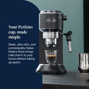 DeLonghi Dedica Espresso Machine – Black Compact Coffee Maker