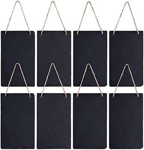 Navaris Lot 8 pancartes en ardoise - Tableau noir personnalisable 25 x 15 cm - Décoration verticale à accrocher jardin mariage anniversaire fêtes