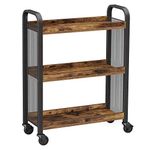 VASAGLE Kitchen Trolley, Rolling Cart, Serving Trolley with Universal Castors Levelling Feet, Space-Saving, Steel Structure, 66 x 26 x 85 cm, for Kitchen, Living Room, Rustic Brown LRC66BX