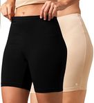 URBAN ADVENTURE High Coverage Premium Cotton Spandex Mid Waist Elastane Stretch Shorties - Gym -Cycling Shorts/Tights for Women (in, Alpha, 2XL, Regular, Black-Skin)