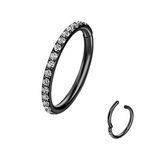 16G Hoop Nose Ring CZ Cartilage Earrings Hoop 316L Surgical Steel Nose Hoop 10mm Conch Piercing Jewelry Rook Ring16 Gauge Segment Nose Hoop Ring Segment Helix Piercing Jewelry Earrings Lip Ring Black