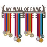 NAITIK CREATION Medal Hangers for Wall | Display Medal Holder Hanger - Holds Up to 40 Medals (35 * 11.5 CM) Sports Wall Display | Metal | Antique Golden Finish (My Wall of Fame)