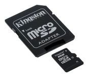 Kingston microSDHC SDC4/8GB Class 4 Flash Card + SD Adapter, Black