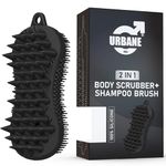 Urbane Men 2 in 1 Body Scrubber & Shampoo Brush Silicone Scalp Massager Dual Sided Hair Growth, Nourish, Cleanse and Exfoliate for Men & Women