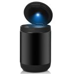 Linkstyle Car Ashtray, Stainless Steel Smokeless Ashtray with Lid, Blue LED Light, Portable for Car Travel Office Home