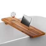 Tinamo Acacia Bathtub Tray Table | Solid Acacia Wood, Large Bath Tray for Tub | Non-Toxic, Anti-Tipping, Sustainable Tub Tray for Bathtub | Bathtub Accessories Holders for Bathtub (9x35, Acacia)