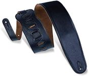 Levy's Leathers 3.5" Extra Long and Padded Garment Leather Guitar Strap with Genuine Suede Backing; Adjustable from 36" - 64" | Black (M4GF-XL-BLK)