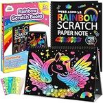 ZMLM Scratch Paper Art-Crafts Notebook: 2Pack Bulk Rainbow Magic Paper Supplies Toys for 3 4 5 6 7 8 9 10 yr Old Girls Boys Kids Favors Gifts for Birthday Halloween Christmas Party Games Projects Kits