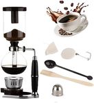 [New Upgraded Glass]Borasilicate Glass Syphon Coffee Maker, 5-Cup 600ml Vaccum Gravity Clear Coffee Tabletop Siphon Pot with Reusable Cloth Filter Coffee Brewer Hot Tea Maker Machine (Upgraded)