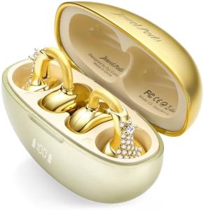 FUNNYEAH JewelPods C3 Wireless Earbuds, Jeweled Open-Ear Bluetooth Headphones for All-Day Comfort, Ultra-Light Memory Wire Clip-On, 60H Playtime, Sweat & Water Resistant, Premium Sound, Yellow Gold
