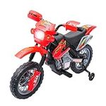 Aosom 6V Electric Kids Ride-On Motorcycle Powered Dirt Bike Battery Scooter w/Training Wheels Red