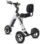 TopMate Electric Tricycle 3 Wheels Foldable Trike with Seat for Adults, Lightweight Powered Electric Tricycle with Removable 36V 7.8AH Battery,Reverse Function & Key Switch for Commute and Travel