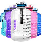 QuiFit 2.2 Litre Large Water Bottle with Strainer & Time Marker,Fruit Infuser Travel Water Jug for Outdoors Sports Fitness Camping BPA Free (Transparent, 2.2 L)