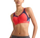 Champion Women's Mesh Racerback Bra, Sports Bra with Max Support for Women, Moisture-Wicking Athletic Sports Bra, Red Flame, 38DD