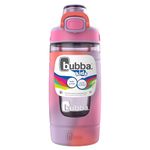 bubba Kids Flo Water Bottle with Silicone Sleeve and Wide Mouth, 16 oz (473 ml), BPA-Free Plastic Water Bottle with Push Button Lid & Carry Handle, Lavender/Frost/Tie Dye
