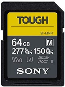 Sony Tough-M Series SDXC UHS-II Card 64GB, V60, CL10, U3, Max R277MB/S, W150MB/S (SF-M64T/T1)