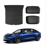 DESLE Tesla Model Y Trunk Mats All Weather Trunk Mats & Trunk Cargo Linvers Custom Fit Eco-Friendly,Rubber Odorless,TPE Material 3Pcs New Model Y 2020-2024