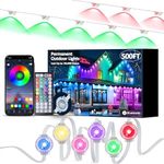 RGB Permanent Outdoor Lights, 500FT Smart LED Eaves Lights with APP & Remote Control, IP67 Waterproof Outdoor String Lights for Christmas, Halloween,Party, Garden, Patio, House Decor(2 Rolls of 250FT)