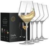 JoyJolt Layla White Wine Glasses, Set of 4 Italian Wine Glasses, 13.5 oz Clear Wine Glasses