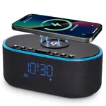 Odokee Wireless Charging Alarm Clock Radio: Qi Certified Fast Wireless Charger for iPhone Samsung - 10W Stereo Bluetooth Speaker - Dimmable Digital Clock with FM Radio for Bedroom Black