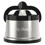 AnySharp Pro Metal World's Best Knife Sharpener with Suction, Brushed Metal