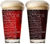 Greenline Goods Beer Glasses - 16 oz Drinkware Set for Chicago lovers - Set of 2 - Etched with Chicago, IL Map | Premium Decorative Glassware