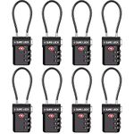 SURE LOCK TSA Compatible Travel Luggage Locks, Inspection Indicator, Easy Read Dials (BLACK 8 PACK)