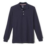 French Toast Men's Long-Sleeve Pique Polo, Navy, Medium