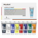 MEEDEN Heavy Body Acrylic Paints: 8 Colors x 100ml Satin Finish Thick Acrylic Paint Set for Artists Painting on Canvas Crafts