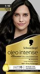 Schwarzkopf Oleo Intense Permanent Oil Colour 1-10 Intense Black Hair Dye, 100% Grey Coverage, Conditioner with HaptIQ System, Long-Lasting, Ammonia Free