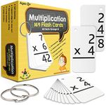 Star Right Math Flash Cards - Multiplication Flash Cards - 169 Hole Punched Math Game Flash Cards - 2 Binder Rings - for Ages 8 and Up - 3rd, 4th, 5th and 6th Grade