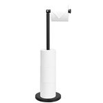 NearMoon Bath Toilet Paper Holder Stand- Modern Tissue Roll Holder Freestanding with Balanced Base, Rustproof Toilet Roll Holder for Bathroom/Kitchen Countertop (Matte Black, Stainless Steel Base)