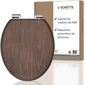 Asiento de inodoro SCHÜTTE DARKWOOD con mecanismo de cierre suave de madera, asiento de inodoro con tapa de asiento de inodoro, colores de madera