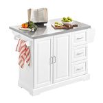 SoBuy FKW41-ST, Extendable Kitchen Island Kitchen Cabinet Sideboard Kitchen Storage Trolley with Stainless Steel Worktop