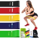 TechStone Resistance Bands Set for Men and Women, Pack of 5 Different Resistance Levels Elastic Band for Home Gym Long Exercise Workout – Great Fitness Equipment for Training, Yoga – Free Carrying Bag
