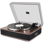 LP&No.1 Vinyl Record Player with Built-in Speakers, Vinyl Turntable with Magnetic Cartridge, Wireless,USB Recording and Playback,BT Out, Aux-in, Headphone Output,Auto Off, AT-3600L, 2-Speed Player