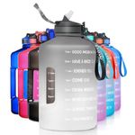 ETDW Gallon Water Bottle with Straw and Time Marker, 128OZ Huge Sport Drinking Bottle with Handle BPA Free, Leakproof Big Water Container for Fitness, Gym, Yoga and Outdoor