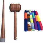 JTC Set of 6 Colorful Bat Grips, Cricket Bat Knocking Hammer with Cone Handle Wooden Bat Mallet