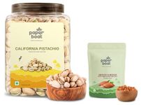 Paper Boat Premium California Pistachio, Salted Pista 800gm & Paper Boat Premium Smoked and Roasted Almonds with Himalayan Pink Salt, Healthy Dry Fruit Snack, Pouch (200g)