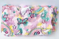 AMGO APPLIANCES Glow in The Dark Unicorn Throw Blanket for Boys Girls, Luminous Rainbow Blanket Birthday for Toddler Kids, Cozy Soft Fluffy Flannel Fleece Nap Sleep Blankets, 6x6 Foot (Pink)