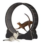 Keyzone Cat Treadmill, Cat Exercise Wheel for Indoor Cat, 39.3" Large Cat Running Wheel with Carpeted Runway, Fitness Weight Loss Device, Cat Sport Toy for Kitty’s Longer Life, Black(L)