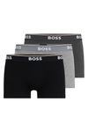 BOSS Mens 3 Pack Power Trunks Boxers Open Grey L